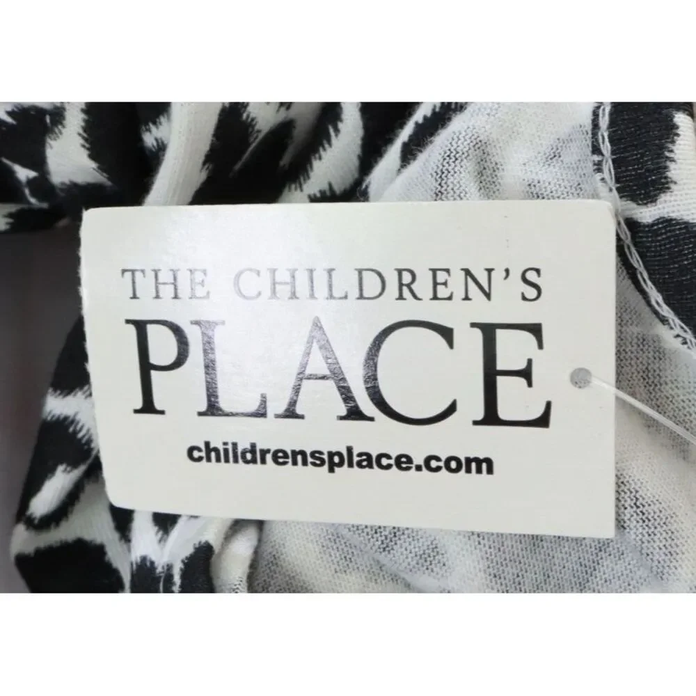The Children's Place A-Line Dress Long Sleeves Girls L 10-12 Black Cheetah Print
